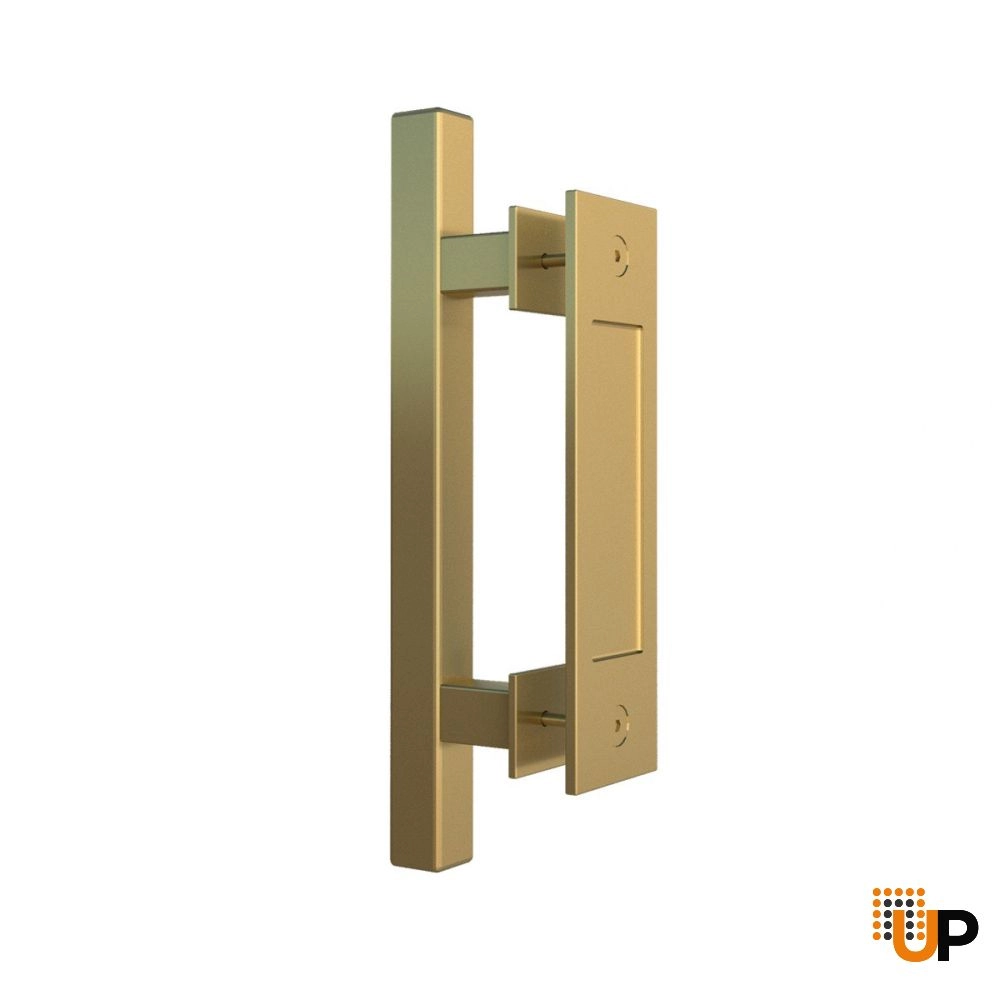 12" Modern Square Gold Sliding Barn Handle photo#1