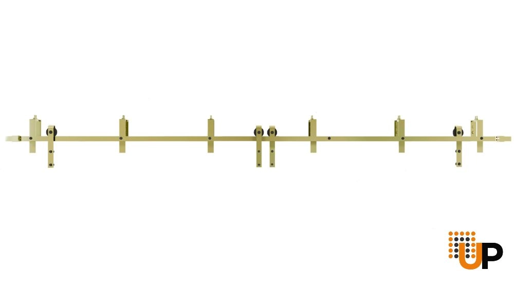 Barn Sliding Hardware Kit Track Rail Set-8FT Bypass Barn-Gold photo#1