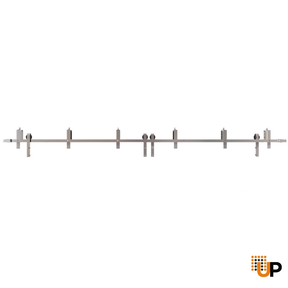 Barn Sliding Hardware Kit Track Rail Set-6.6FT Bypass Barn-Brushed Nickel photo#1