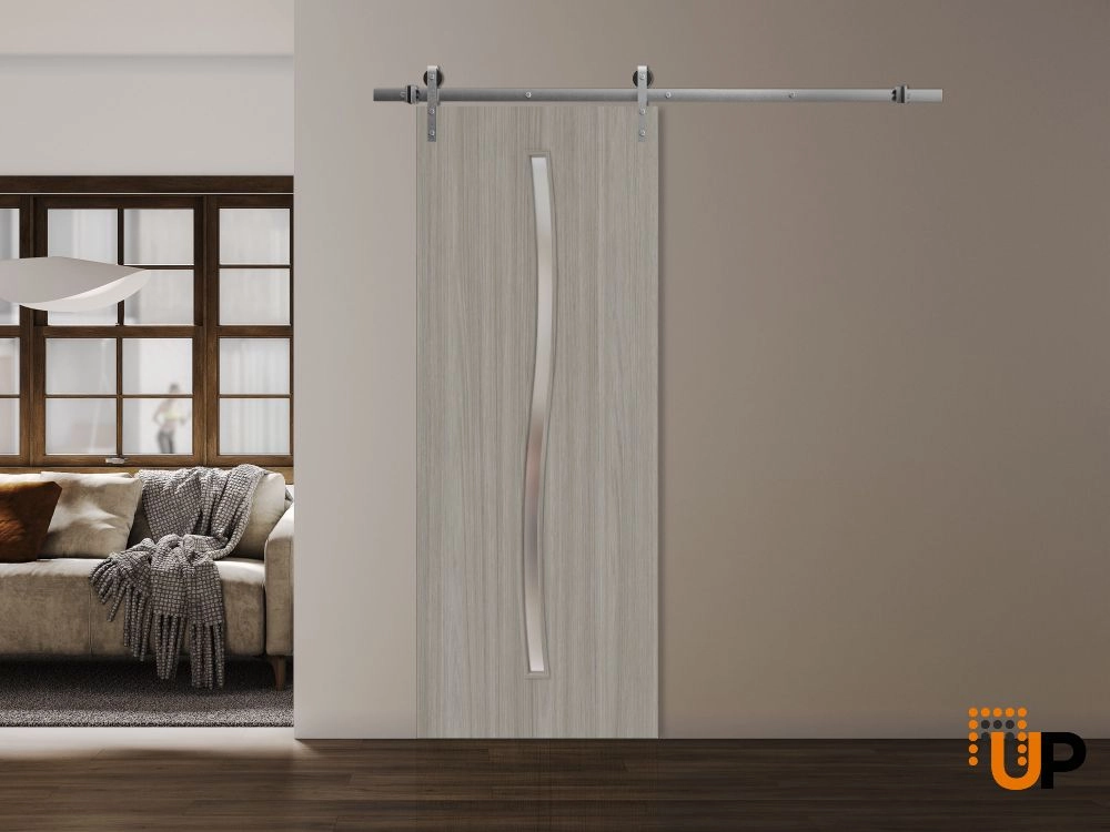 Single solid wood with honeycomb sliding interior barn door | Basic 3002 Oak Franko | 18 x 80 photo#2