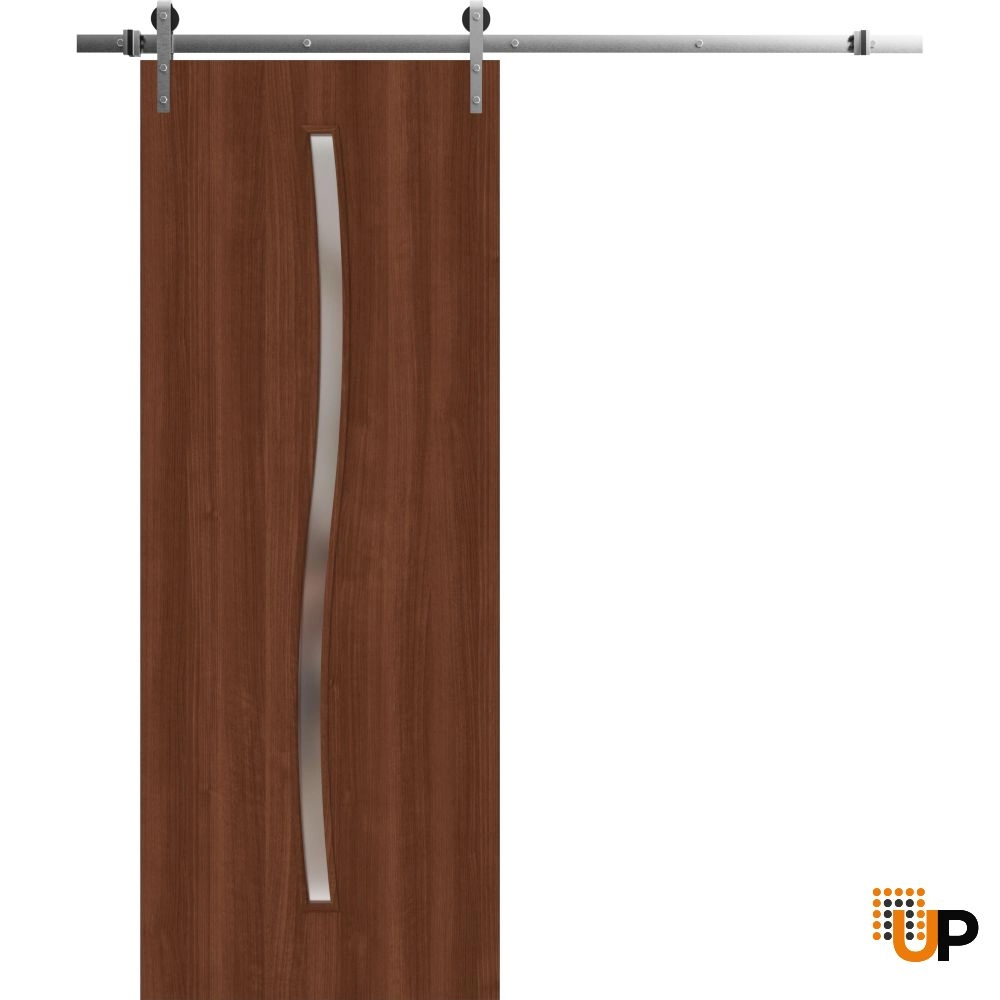 Single solid wood with honeycomb sliding interior barn door | Basic 3002 Walnut Franko | 18 x 80 photo#1