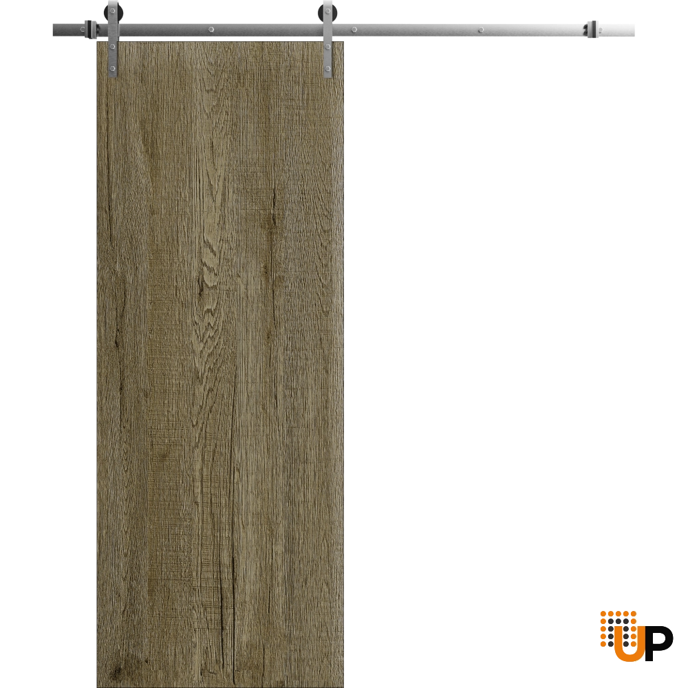 Single solid wood with honeycomb sliding flush interior barn door | Basic 3001 Antique Oak | 18 x 80 photo#1