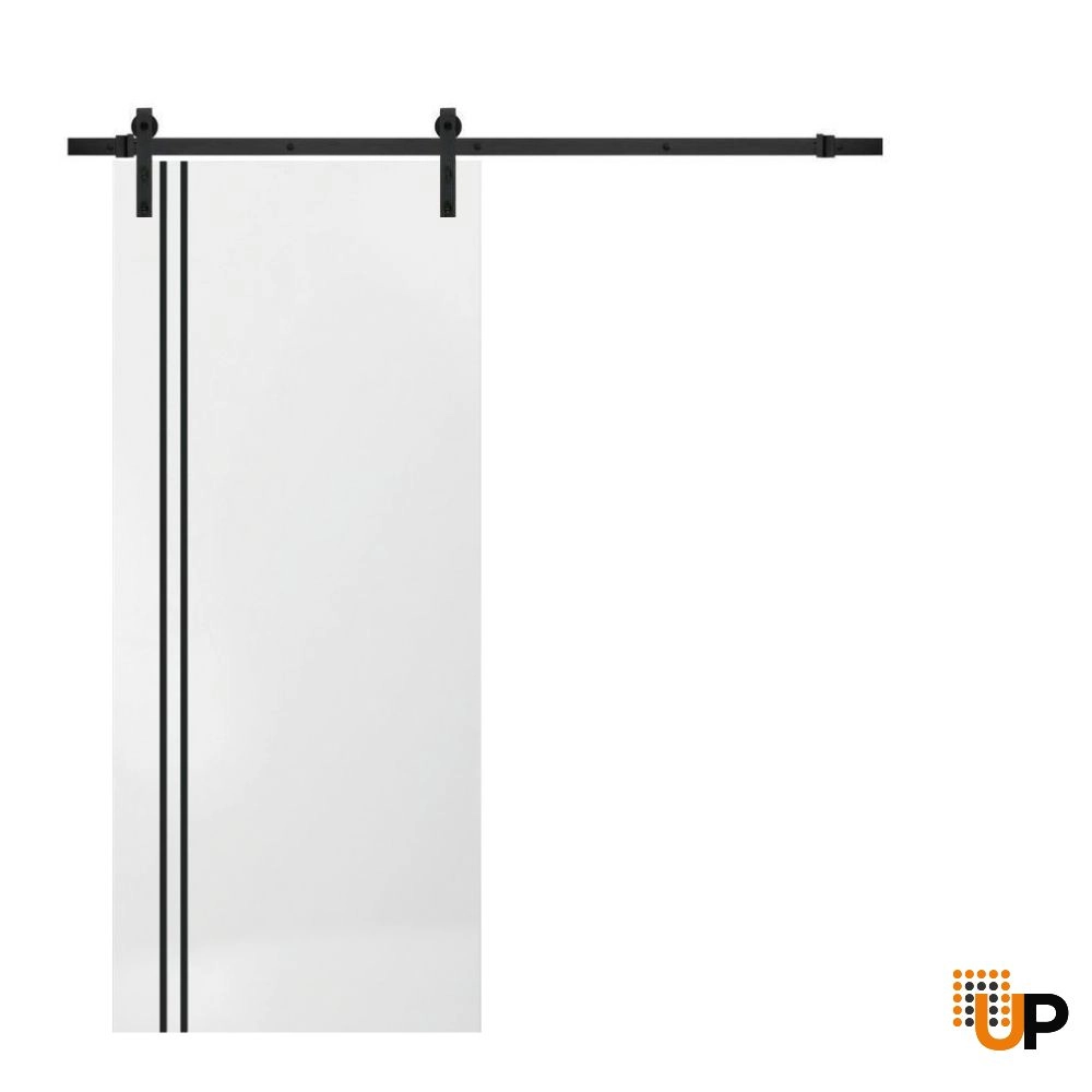 Single solid wood with honeycomb sliding flush interior barn door | Planum 0016 White | 18 x 80 photo#1