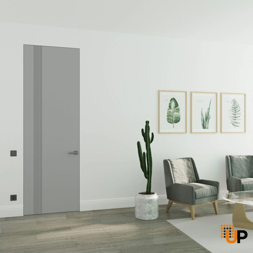Single solid wood with honeycomb swing modern interior frameless doors | Basic 0111 Dove Grey | 18 x 80 photo#2