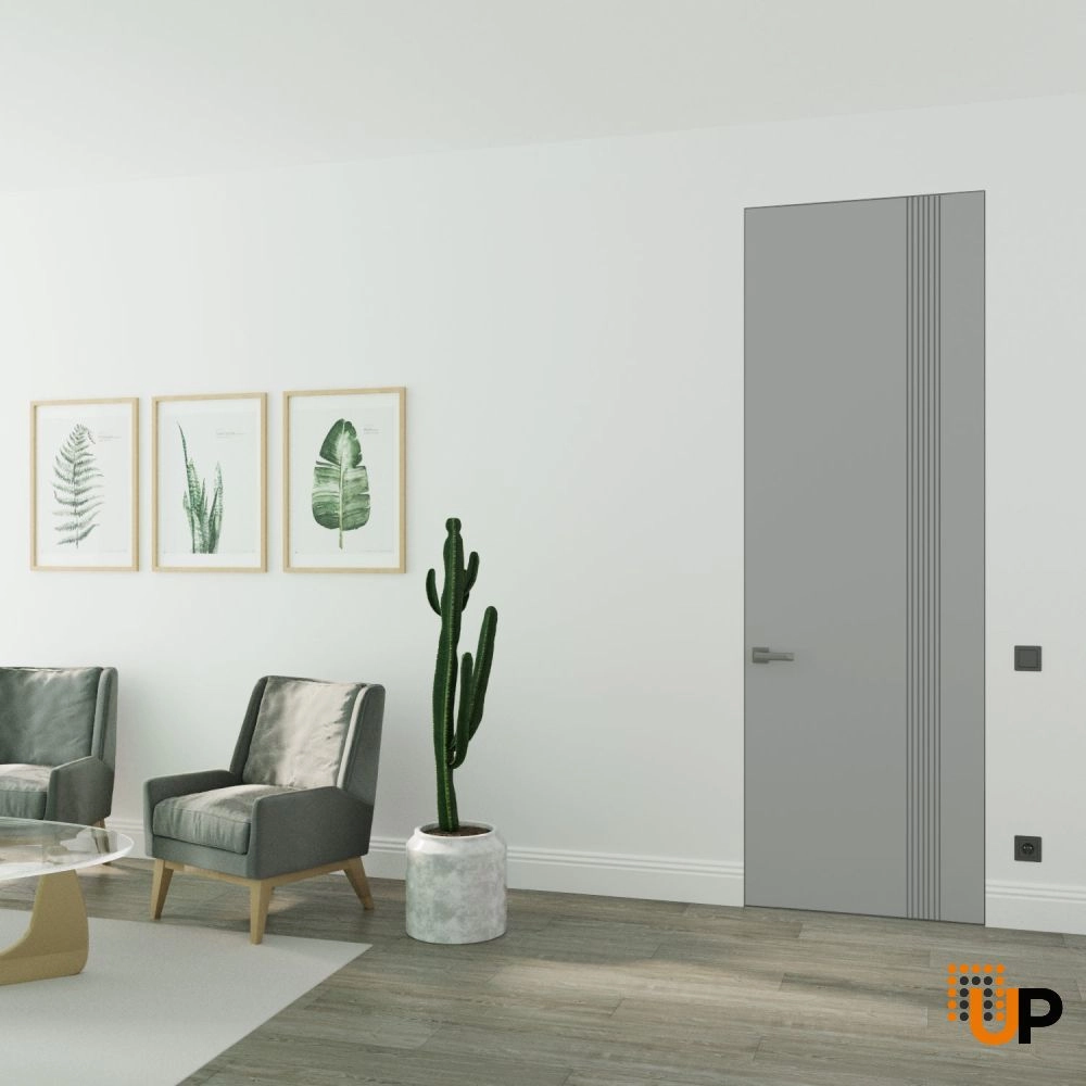 Single solid wood with honeycomb swing modern interior frameless doors | Basic 0111 Dove Grey | 18 x 80 photo#2
