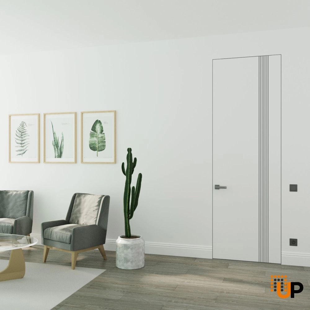 Single solid wood with honeycomb swing modern interior frameless doors | Basic 0111 Arctic White | 18 x 80 photo#2