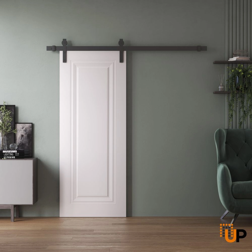 Single solid wood with honeycomb sliding interior barn door | Basic 9111 White | 24 x 80 photo#2