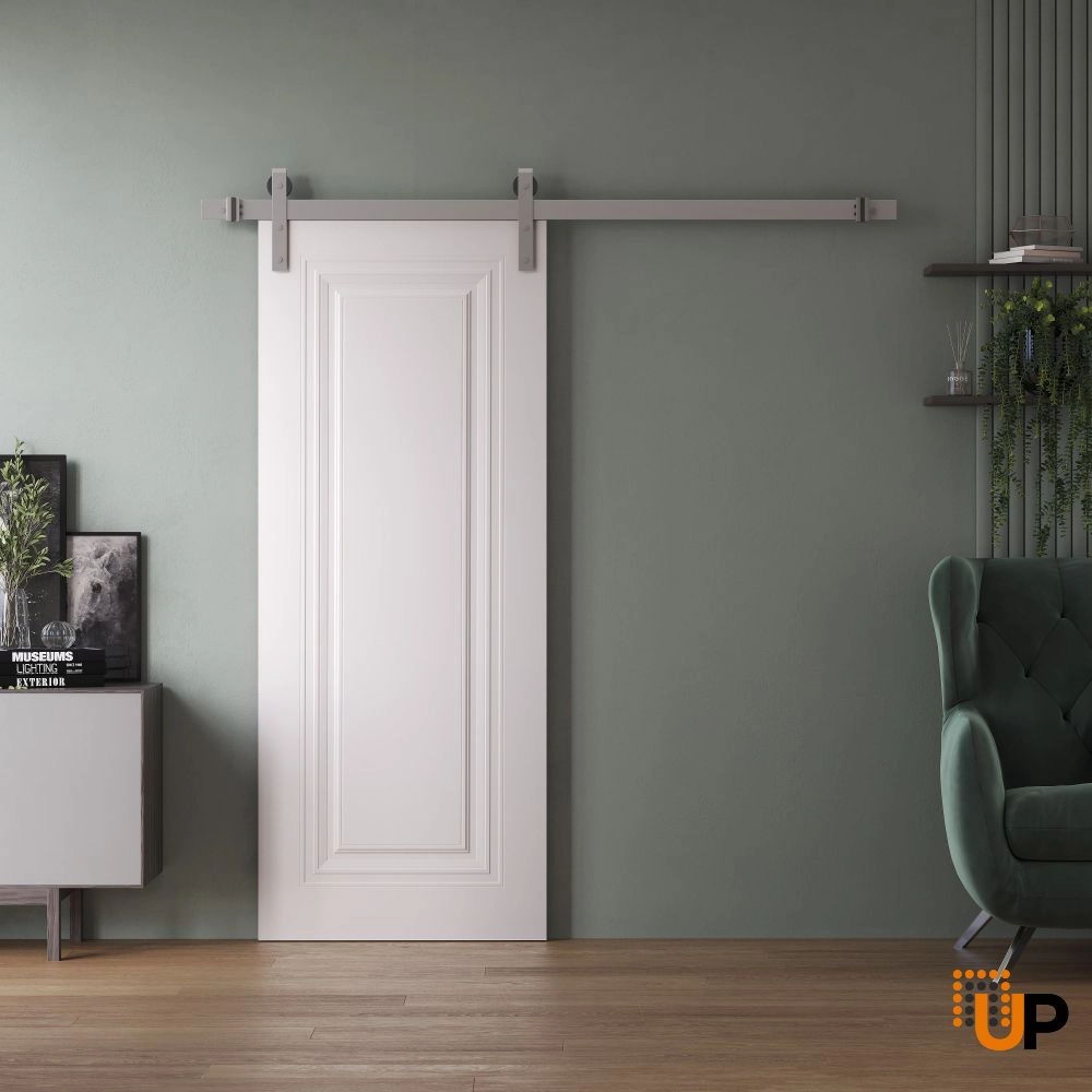 Single solid wood with honeycomb sliding interior barn door | Basic 9111 White | 24 x 80 photo#2