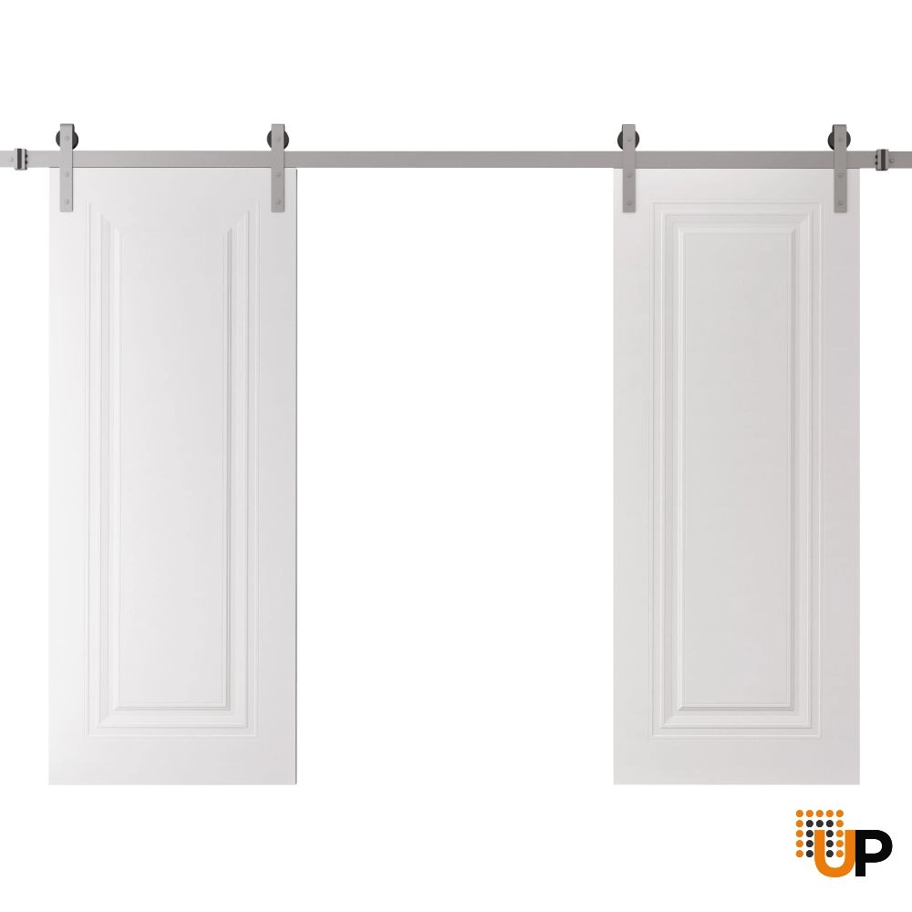 Basic 9111 interior barn double door 56x96 white wood with honeycomb Photo #1