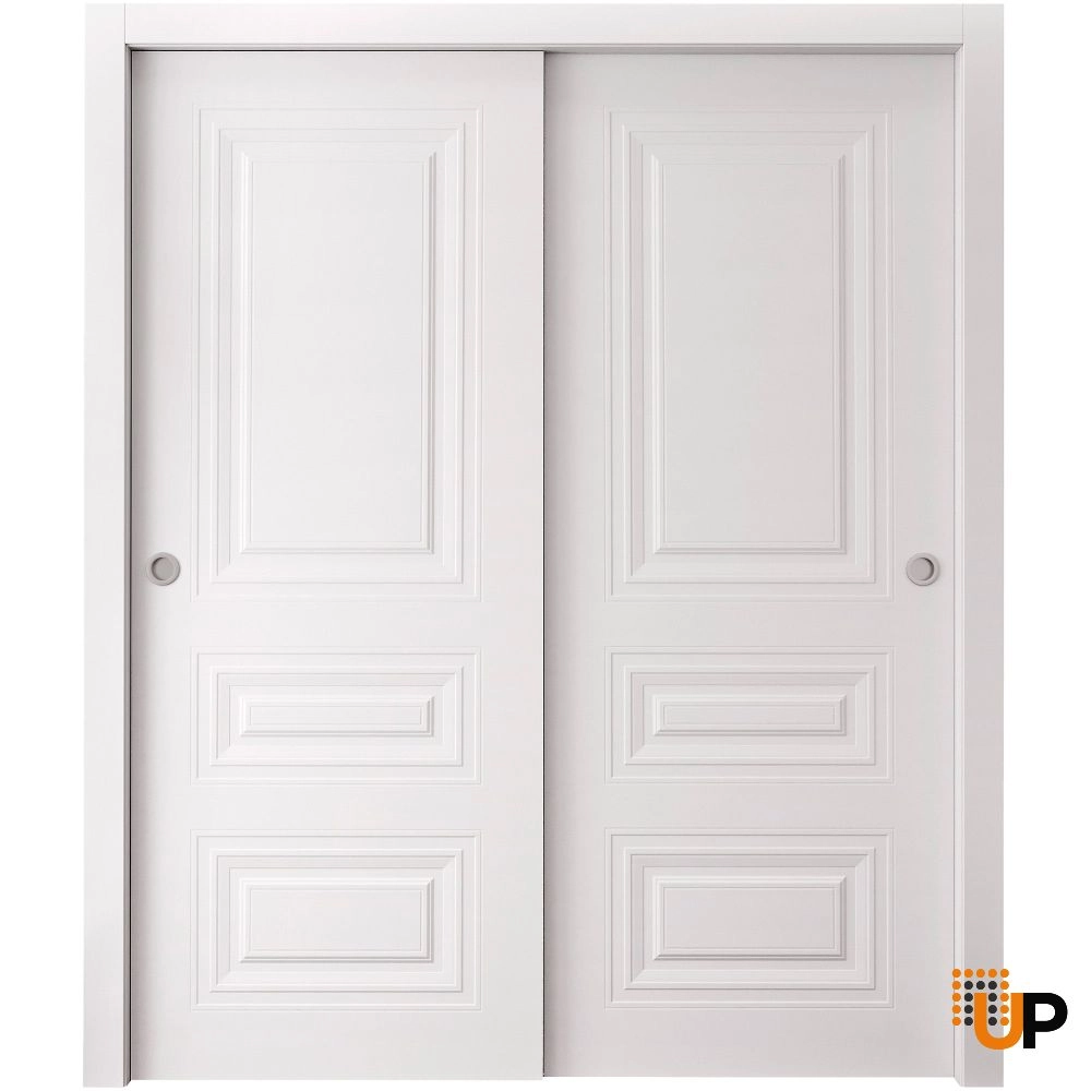 Basic 9233 interior closet bypass door 56x96 white wood with honeycomb Photo #1