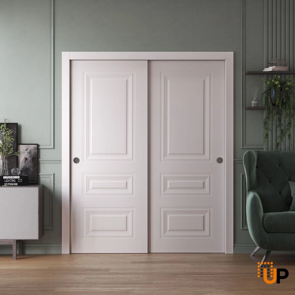 Basic 9233 interior closet bypass door 64x84 white wood with honeycomb Photo #2