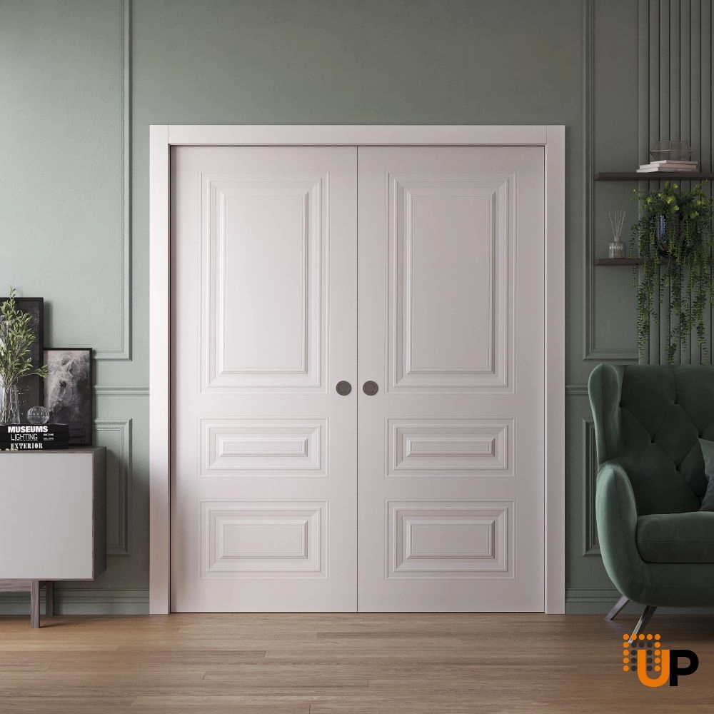 Basic 9233 interior pocket double door 36x80 white wood with honeycomb Photo #2