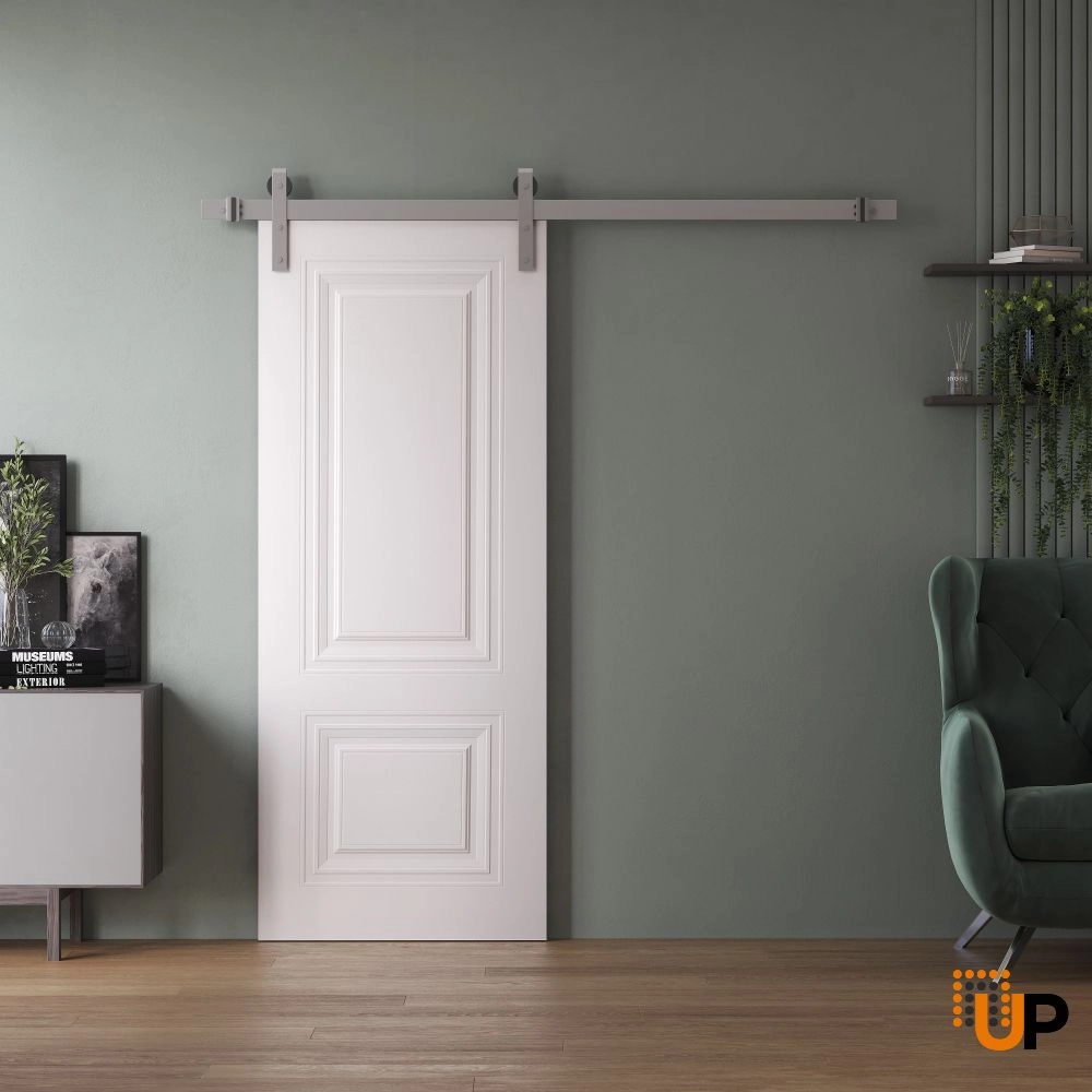Single solid wood with honeycomb sliding interior barn door | Basic 9772 White | 24 x 80 photo#2