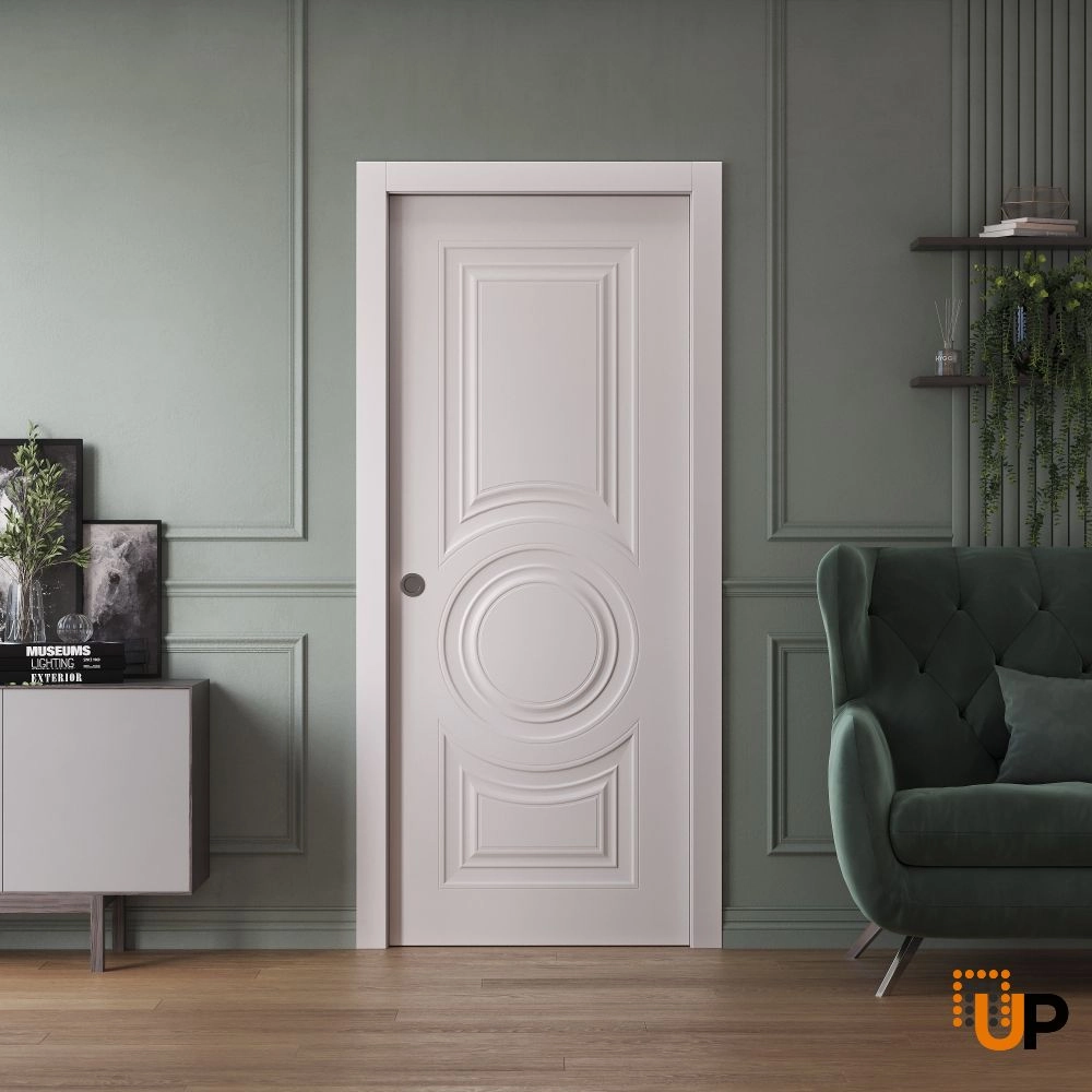 Single solid wood with honeycomb sliding interior pocket door | Basic 9801 White | 18 x 80 photo#2
