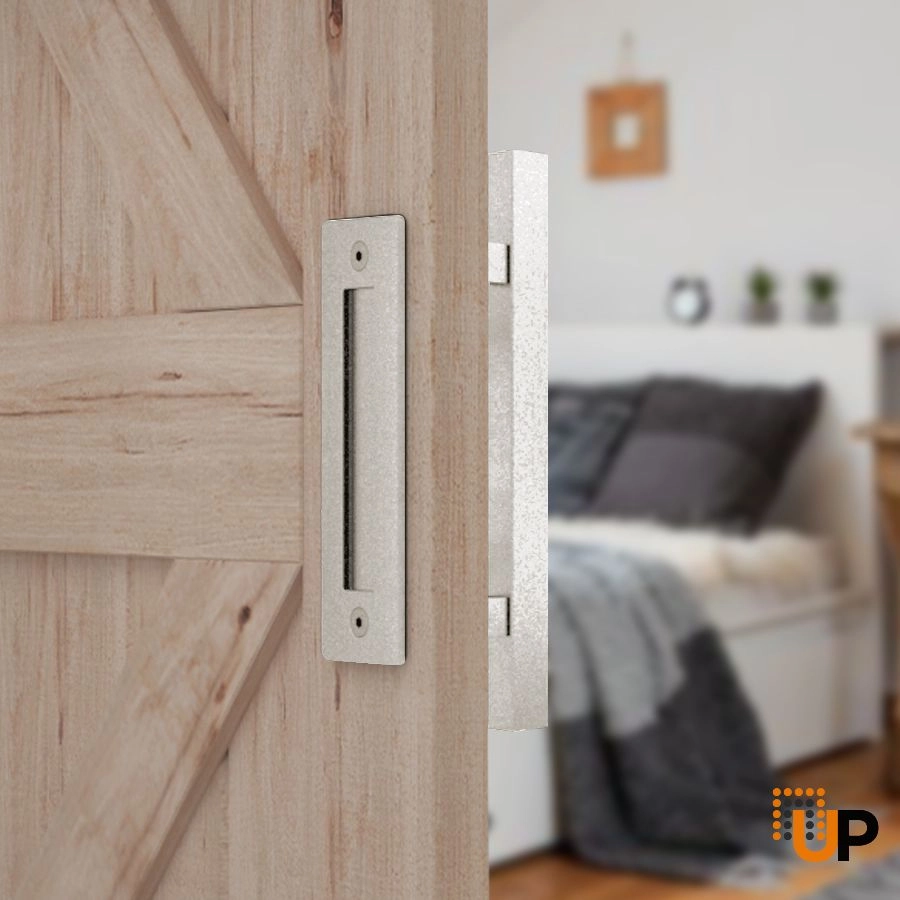 12" Modern Square White Sliding Barn Handle photo#2