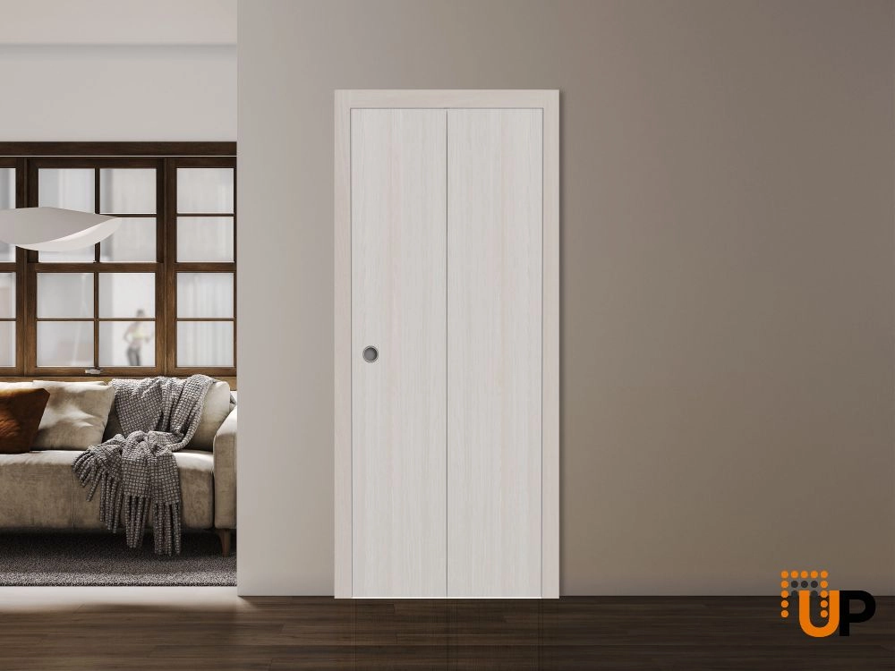 2 folding panels solid wood with honeycomb sliding flush interior bi-fold door | Basic 3001 Ash Franko | 36 x 80 (2* 18x80) photo#2