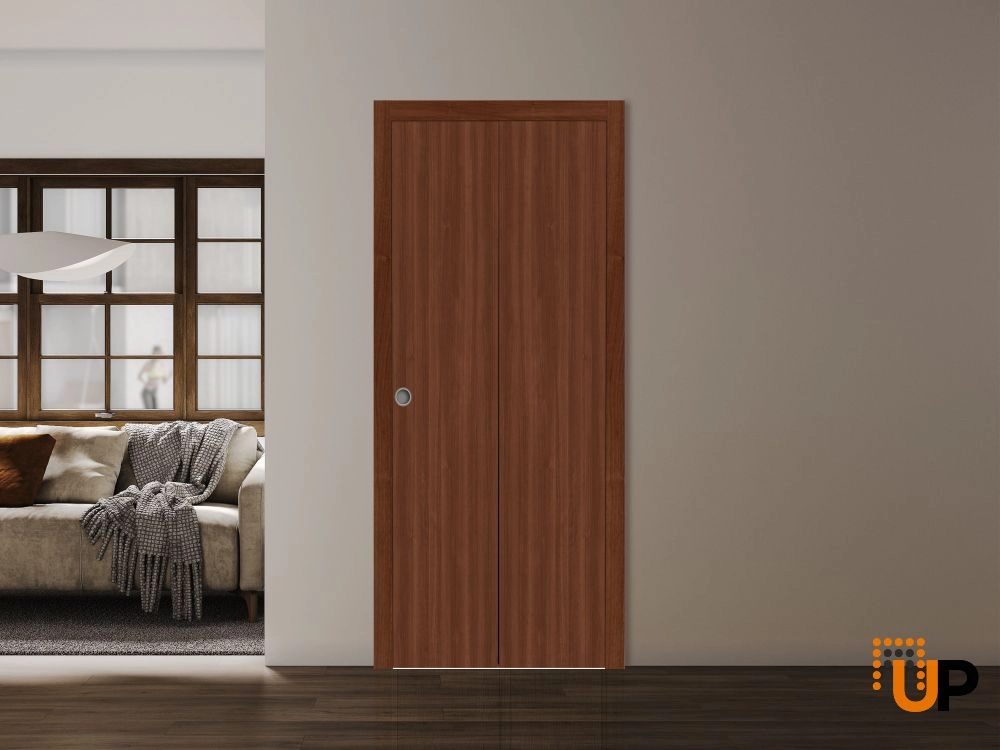 2 folding panels solid wood with honeycomb sliding flush interior bi-fold door | Basic 3001 Walnut Franko | 36 x 80 (2* 18x80) photo#2