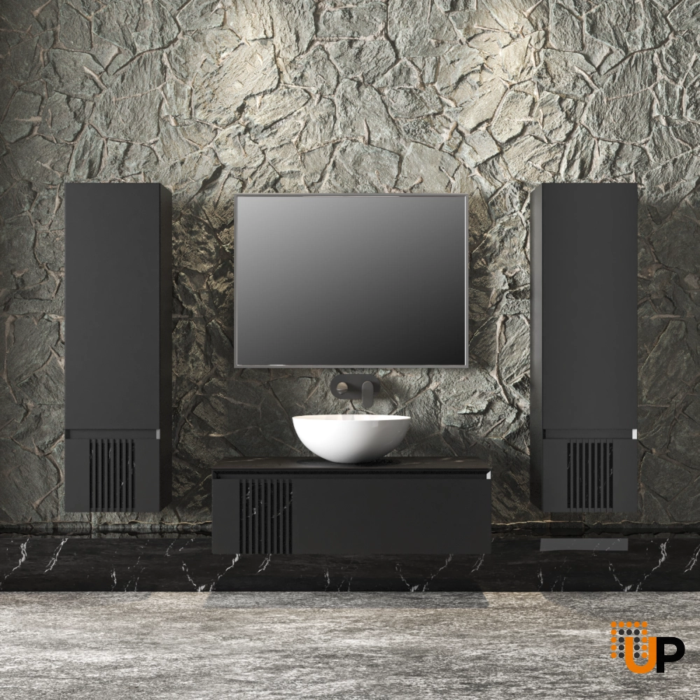 Modern Wall-Mount Bathroom Vanity with Washbasin | Manhattan Concrete Collection | Non-Toxic Fire-Resistant MDF photo#2