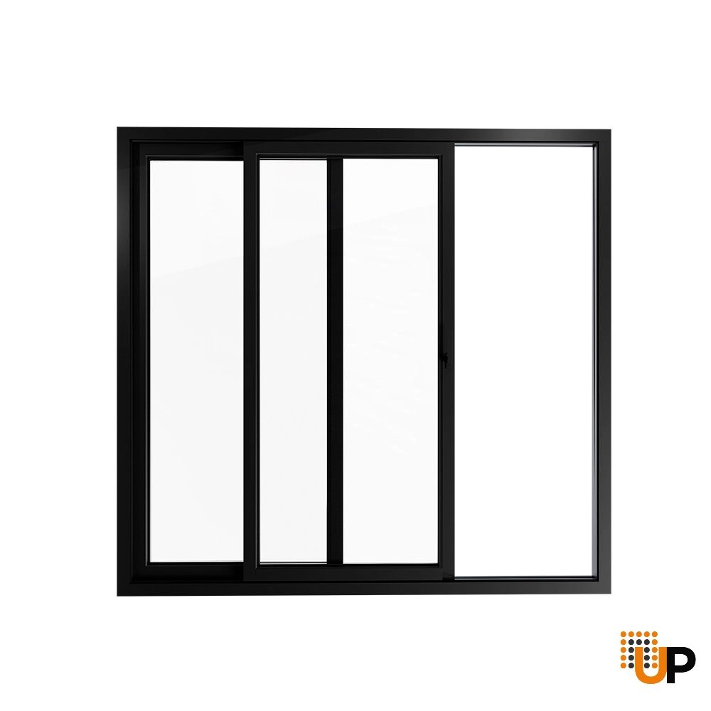 Double sliding metal-plastic french exterior door with tempered | Patio 8166 Black Matte | 64 x 80 photo#2
