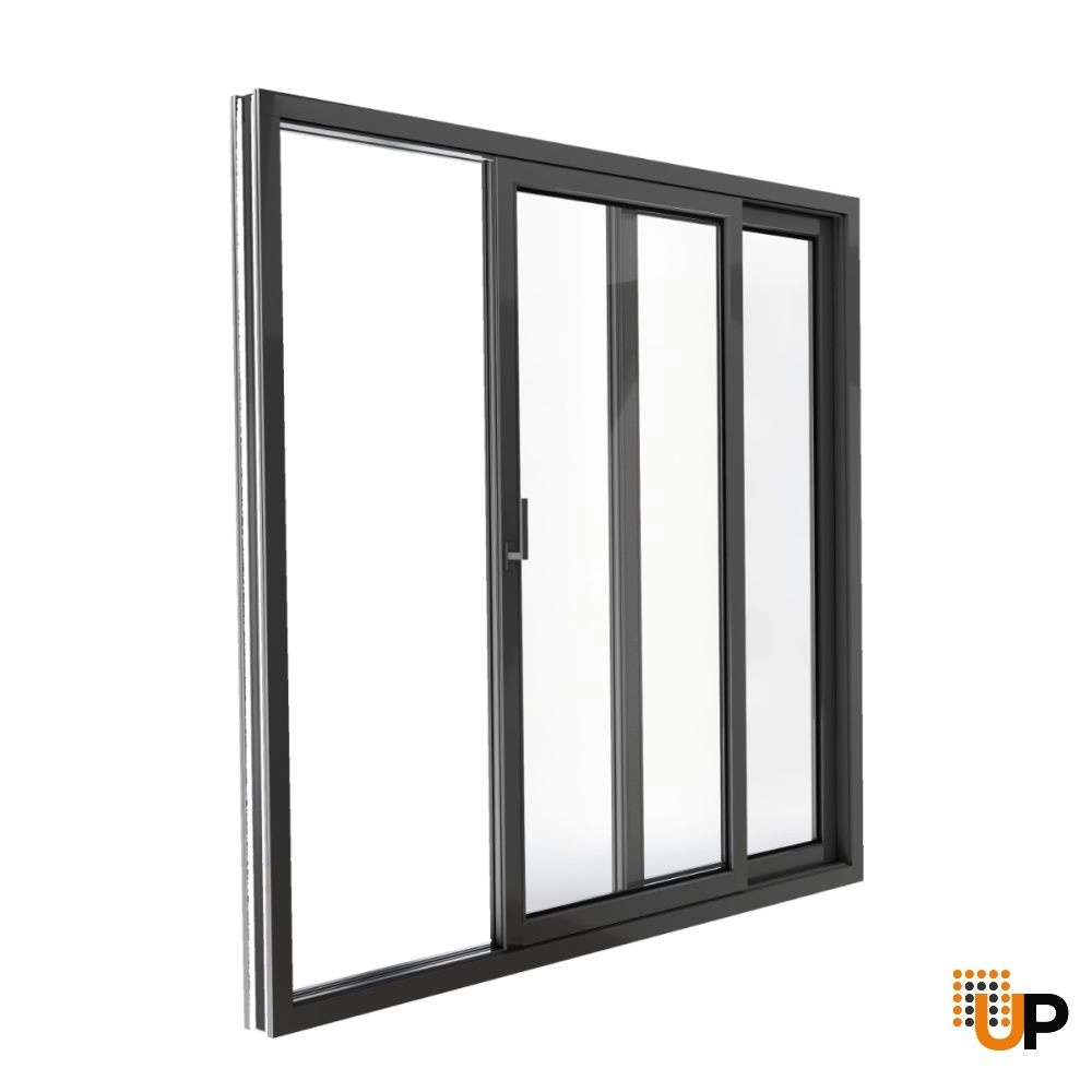 Double sliding metal-plastic french exterior door with tempered | Patio 8166 Black Matte | 64 x 80 photo#1