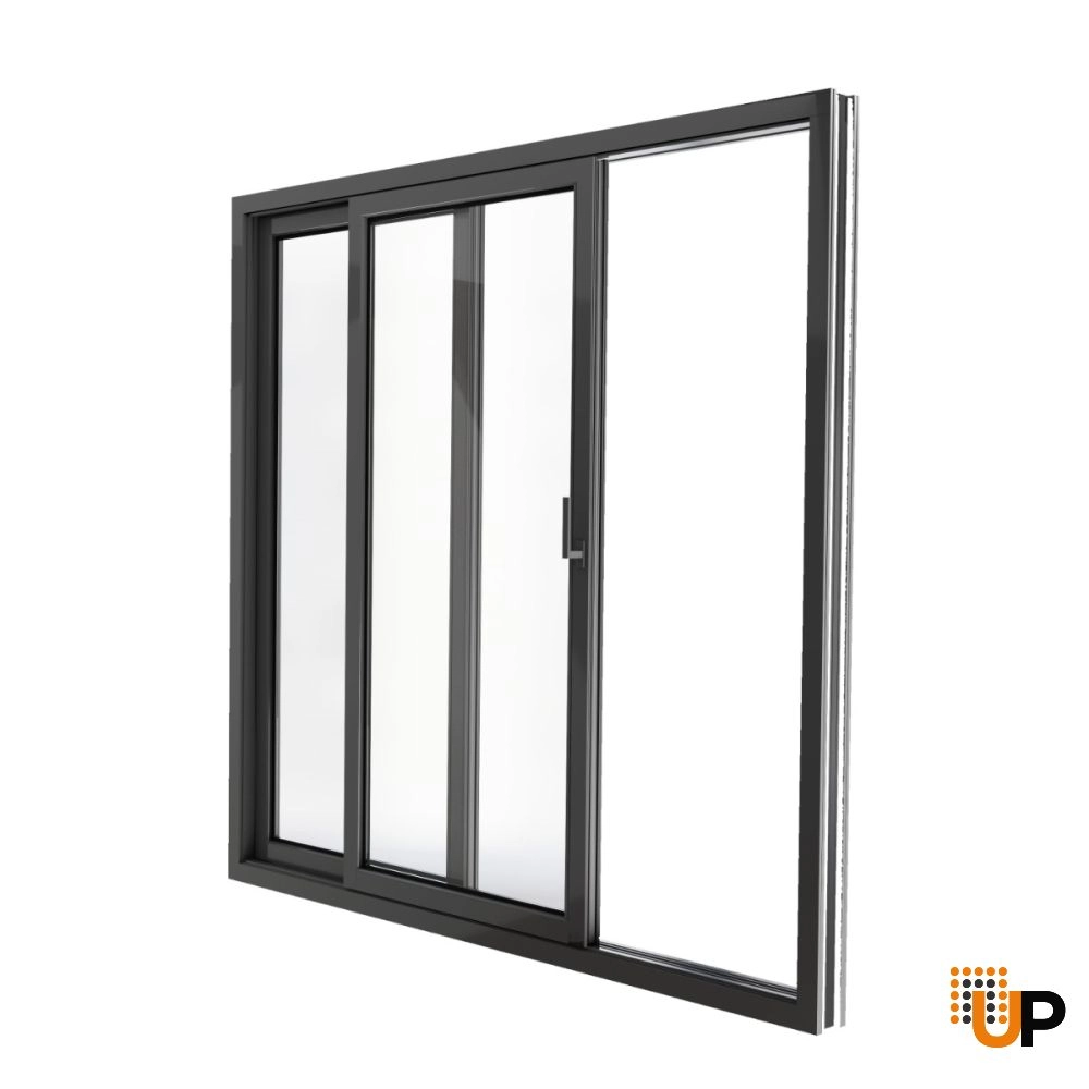 Double sliding metal-plastic french exterior door with tempered | Patio 8166 Black Matte | 64 x 80 photo#1