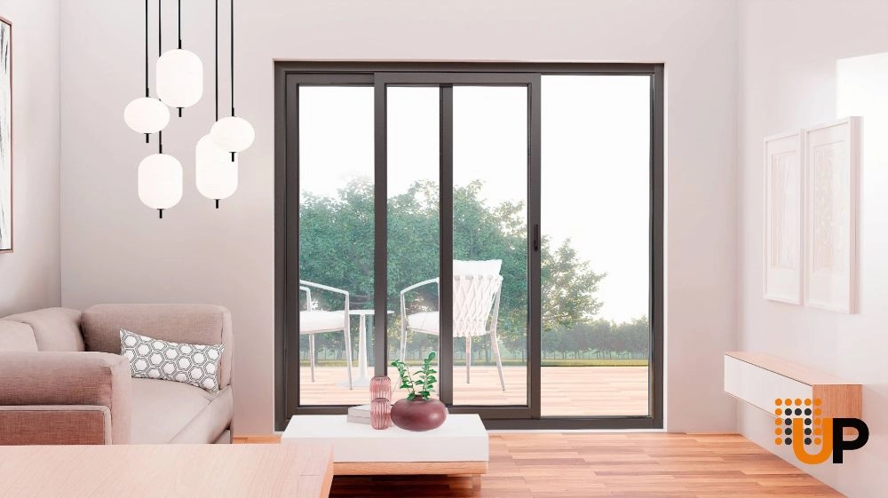 Double sliding metal-plastic french exterior door with tempered | Patio 8166 Black Matte | 64 x 80 photo#4