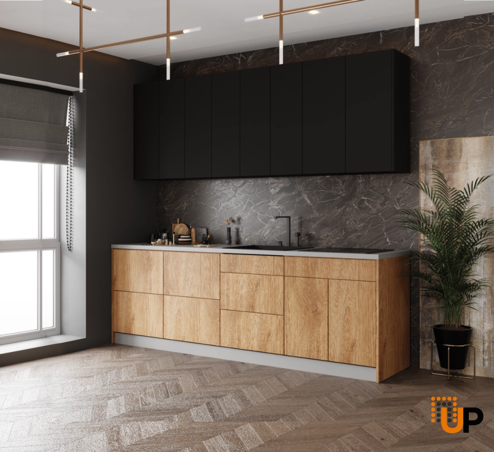 Kitchen Fusion Collection Natural Teak & Black Color Base Size 8.5Ft Wide photo#2