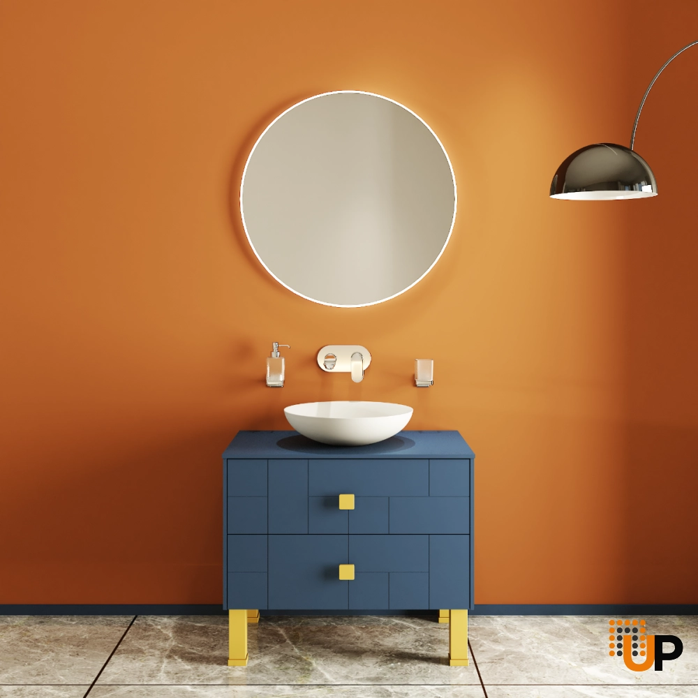 Modern Free Standing Bathroom Vanity with Washbasin | Dune Blue Matte Collection | Non-Toxic Fire-Resistant MDF photo#2