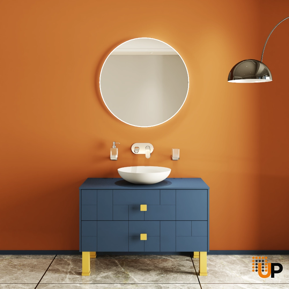 Modern Free Standing Bathroom Vanity with Washbasin | Dune Blue Matte Collection | Non-Toxic Fire-Resistant MDF-40" photo#2