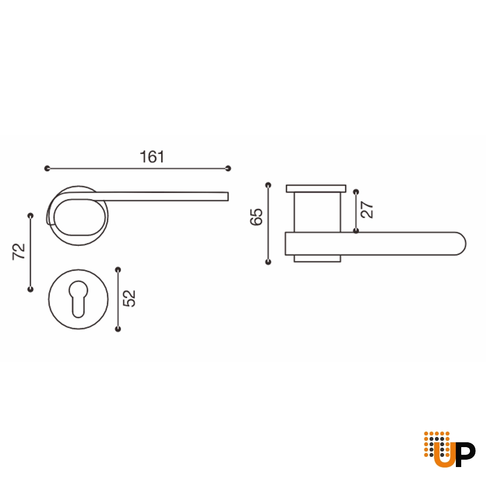 Door Euro Handle BOSTON for Magnetic Lock, Black, Passage photo#2