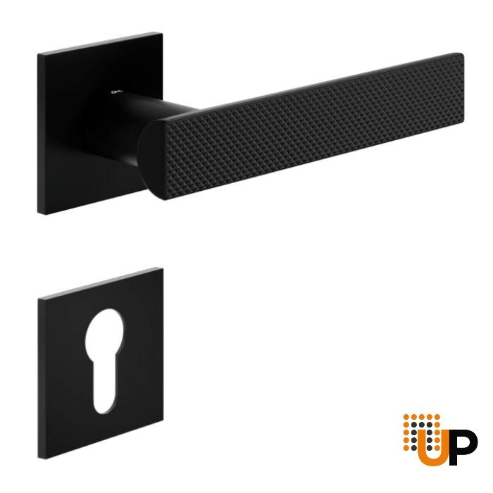 Door Euro Handle ANIK BRILLIANT02 for Magnetic Lock, Black, Entry photo#1
