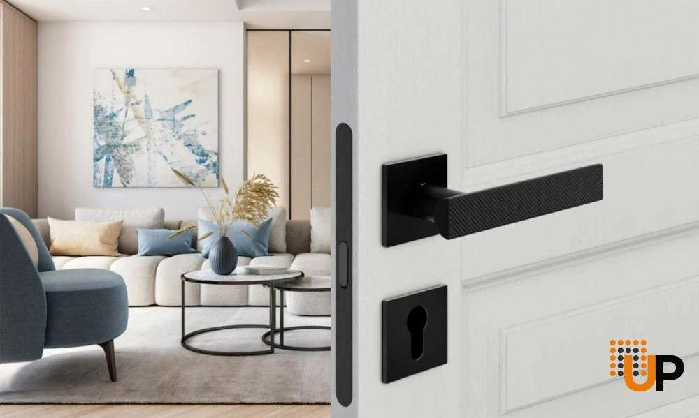 Door Euro Handle ANIK BRILLIANT02 for Magnetic Lock, Black, Entry photo#2