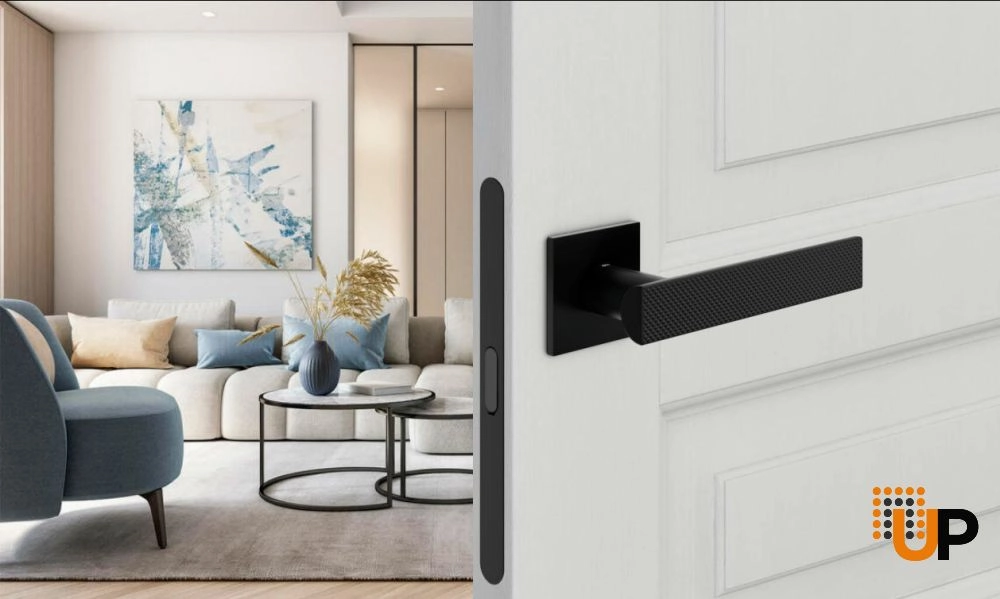 Door Euro Handle ANIK BRILLIANT02 for Magnetic Lock, Black, Passage photo#2
