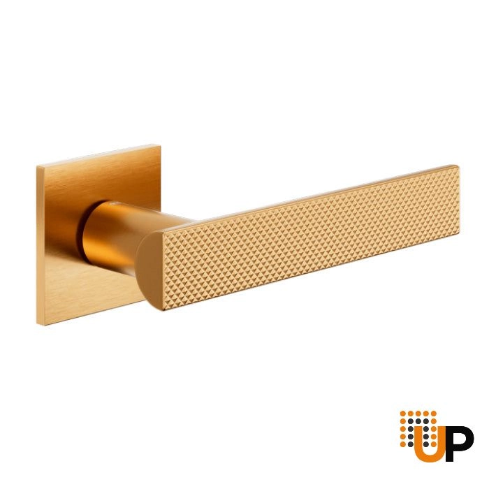 Door Euro Handle ANIK BRILLIANT02 for Magnetic Lock, Antique Satin Gold, Passage photo#1