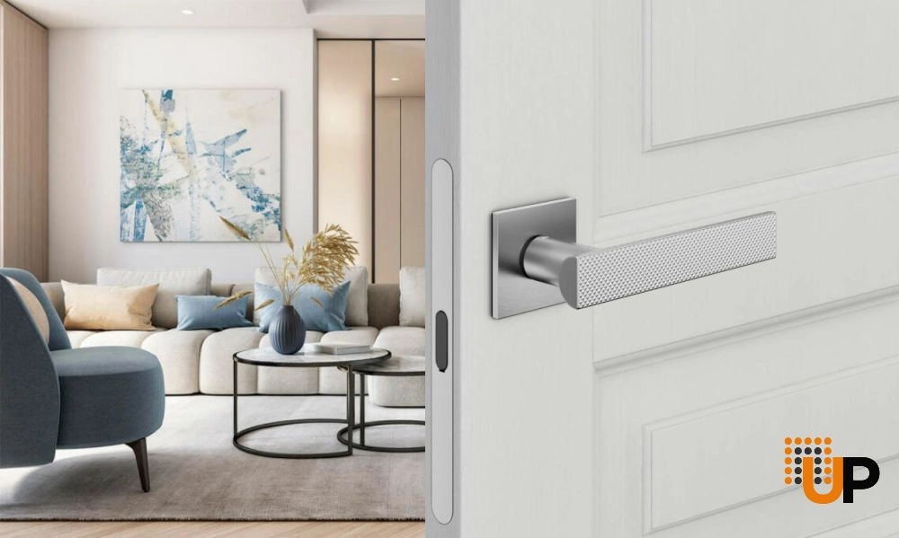 Door Euro Handle ANIK BRILLIANT02 for Magnetic Lock, Satin Chrome, Passage photo#2