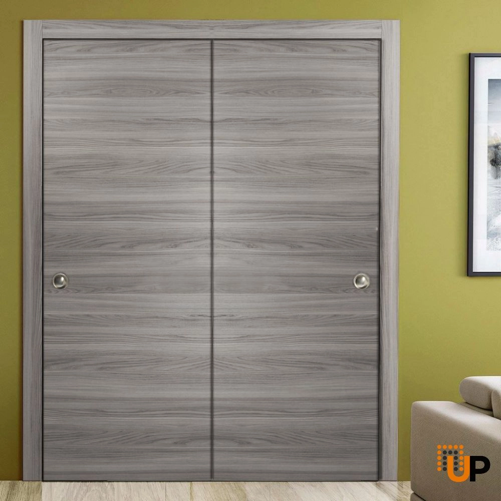 Double solid wood with honeycomb sliding modern interior closet bypass door | Planum 0010 Ginger Ash | 36 x 80 (2* 18x80) photo#2