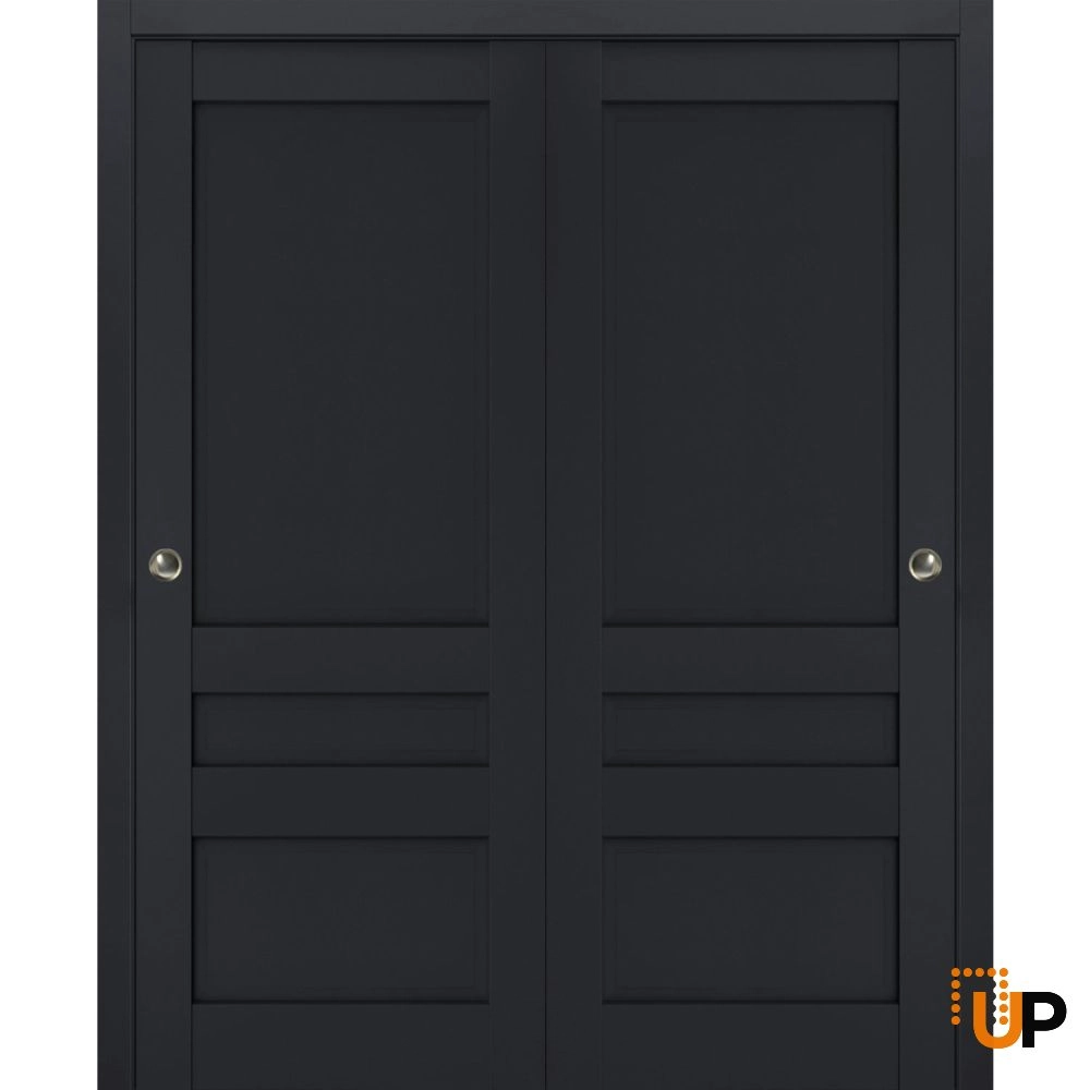 4 folding panels laminate sliding classic interior bi-fold double door | Veregio 7411 Antracite | 72 x 80 (4* 18x80) photo#1