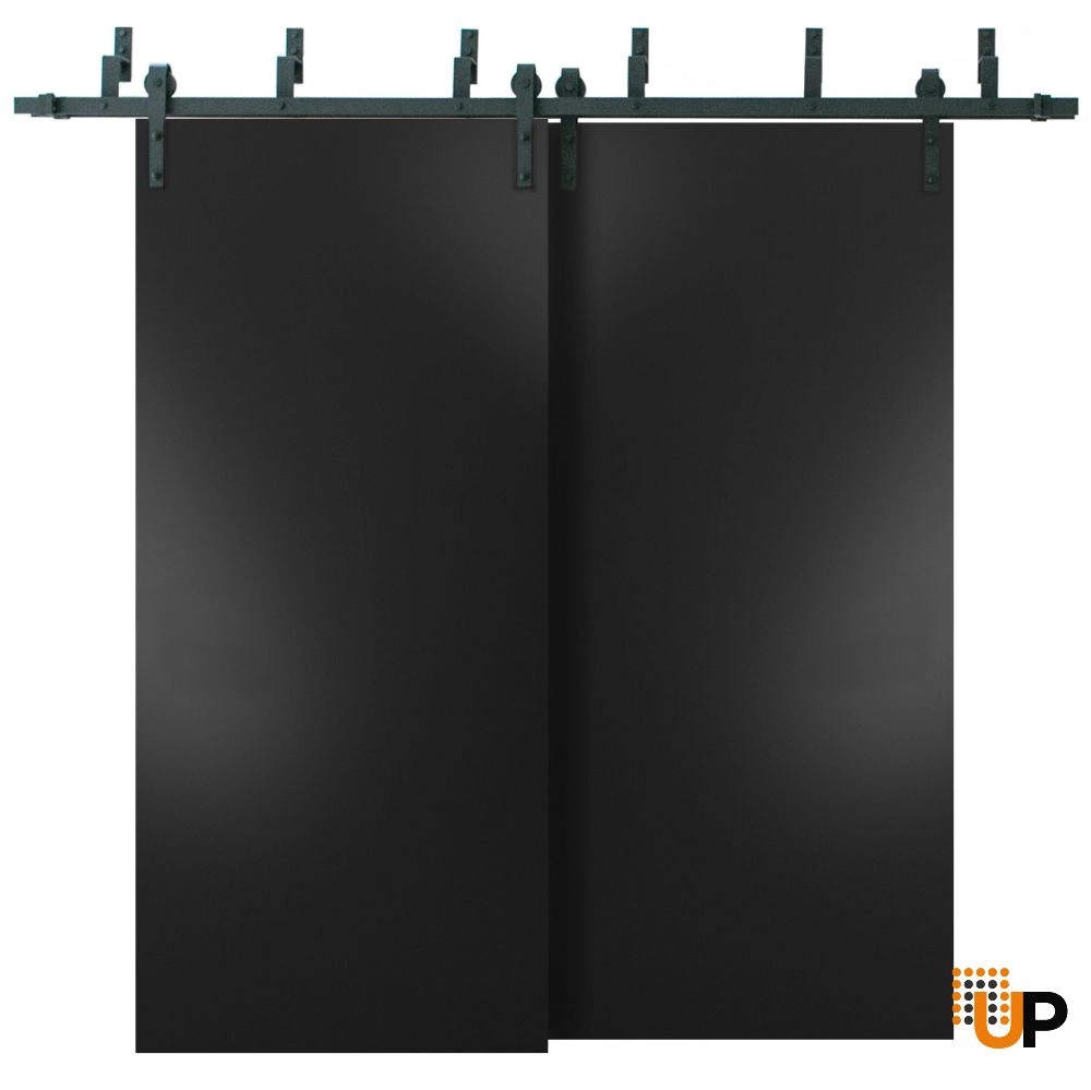 Flush interior barn bypass door | Planum 0010 Black | 36 x 80 photo#1