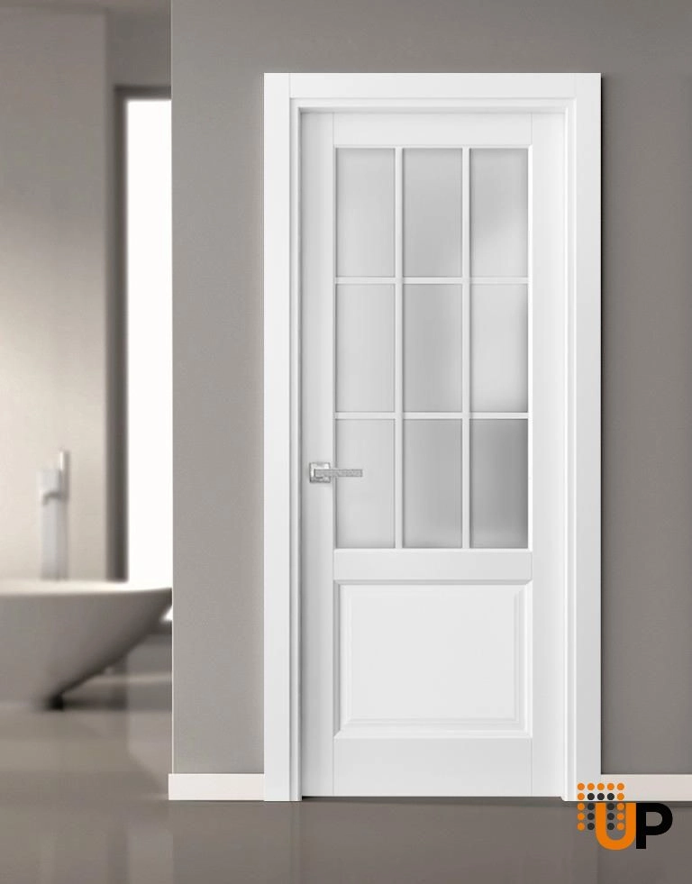 Single solid core classic interior swing door with frosted glass | Felicia 3309 White | 18 x 80 photo#2