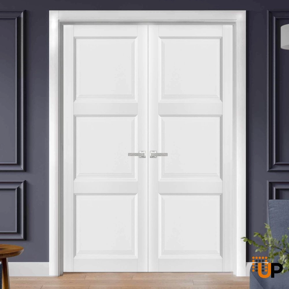 Double solid core french interior swing double door | Lucia 2661 White | 36 x 84 (2* 18x84) photo#3