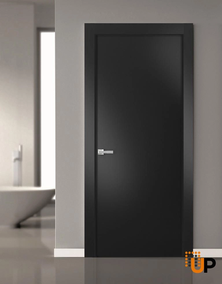 Single solid wood with honeycomb modern interior door slab | Planum 0010 Black Matte | 18 x 80 photo#2