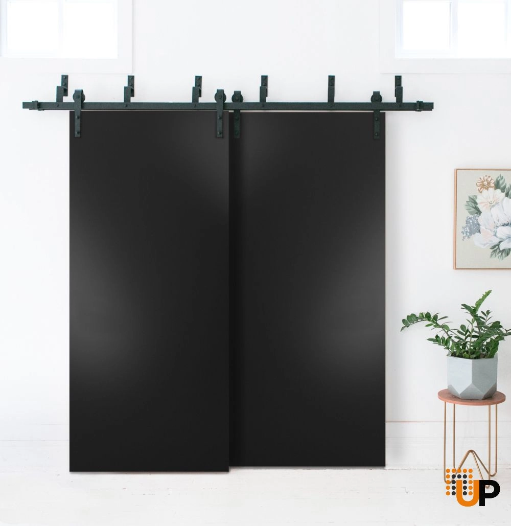 Flush interior barn bypass door | Planum 0010 Black | 36 x 80 photo#2