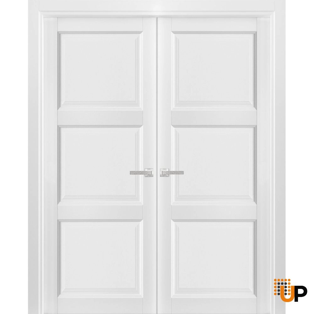 Double solid core french interior swing double door | Lucia 2661 White | 36 x 84 (2* 18x84) photo#1