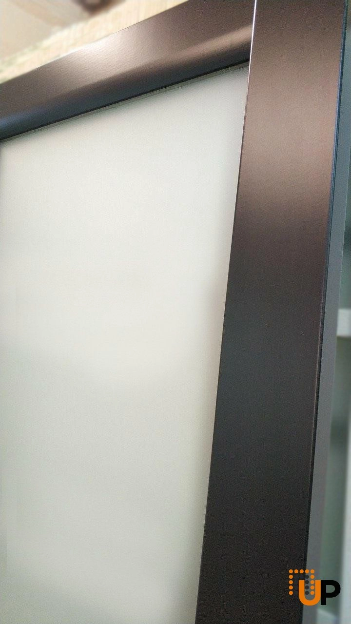 Double solid core sliding luxury interior barn bypass door with frosted glass | Planum 2102 Black Matte | 36 x 80 (2* 18x80) photo#3