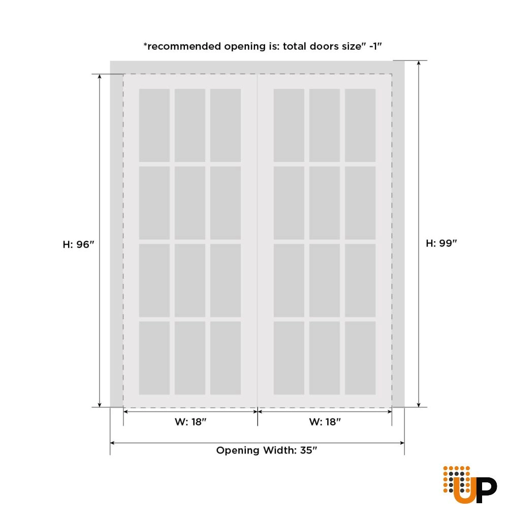 Double solid core sliding interior closet bypass door with frosted glass | Lucia 4010 White | 36 x 96 (2* 18x96) photo#2