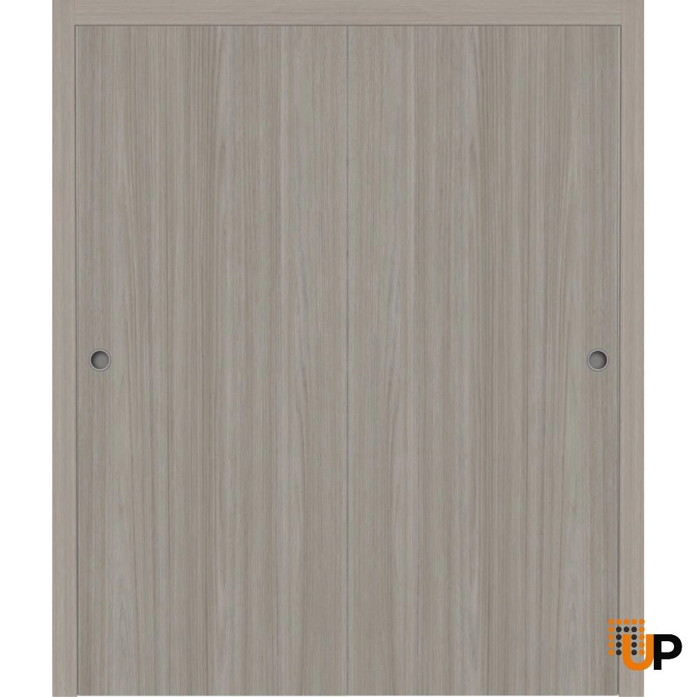 Double solid wood with honeycomb sliding flush interior closet bypass door | Basic 3001 Oak Franko | 72 x 96 photo#1