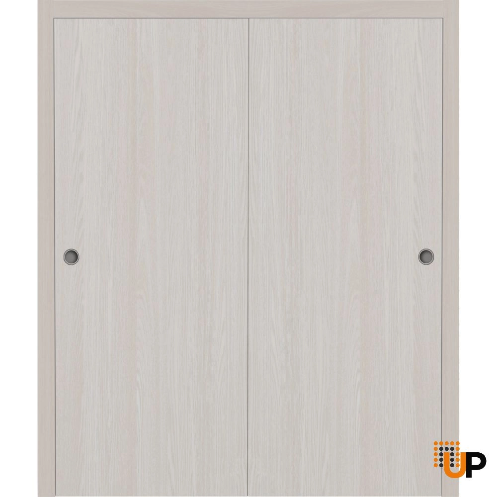 Double solid wood with honeycomb sliding interior closet bypass door | Basic 3001 Ash Franko | 36 x 80 (2* 18x80) photo#1
