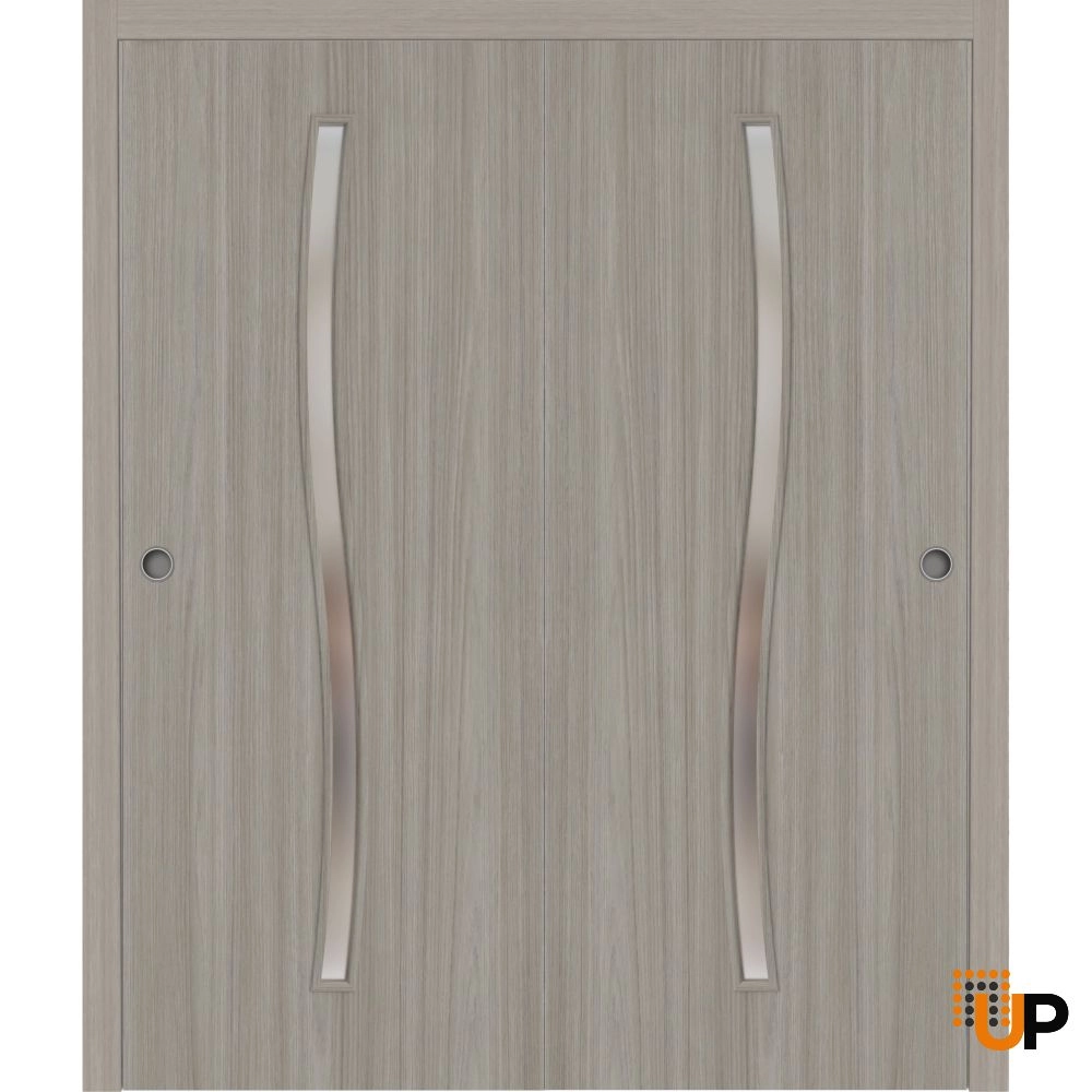 Double solid wood with honeycomb sliding interior closet bypass door | Basic 3002 Oak Franko | 36 x 80 (2* 18x80) photo#1