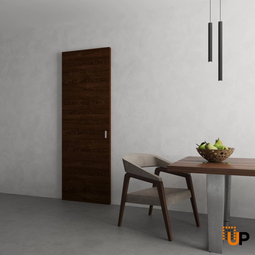 Single solid wood with honeycomb sliding modern interior hidden barn door | EGO 5000 Cognac Oak | 28 x 80 photo#4