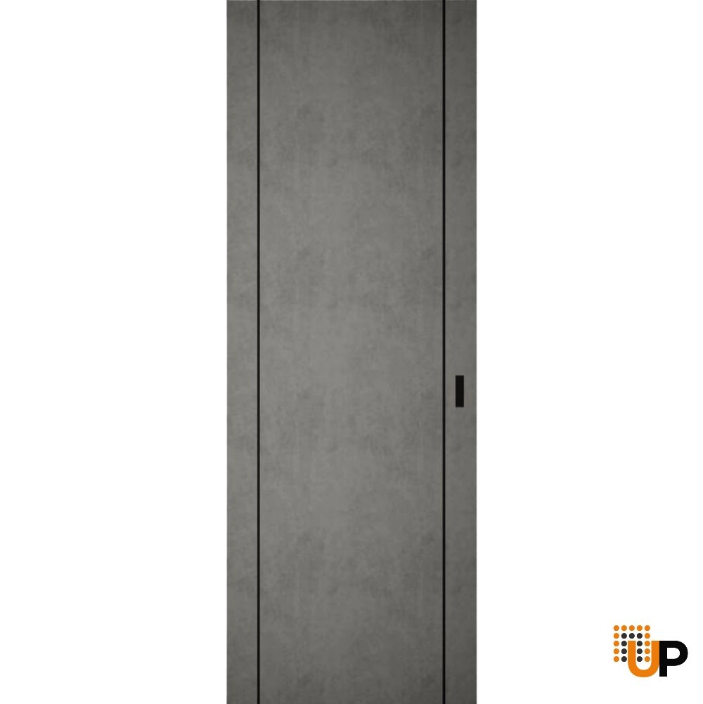 Single solid wood with honeycomb sliding modern interior hidden barn door | Planum 0017 Concrete | 28 x 80 photo#1